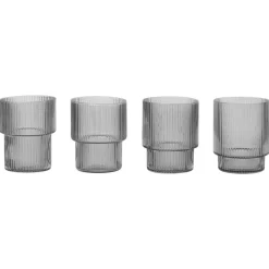 Ripple glass 4-pack, smoked grey