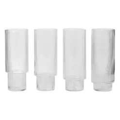 Ripple long drink glass 4-pack, clear