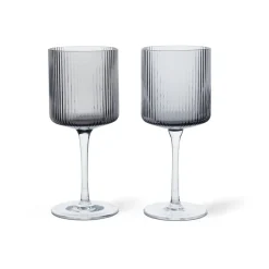 Ripple white wine glass 26 cl 2-pack, Smoked grey