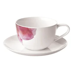 Rose Garden cup with saucer, White