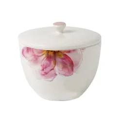 Rose Garden tea jar with lid Ø13.5 cm, White