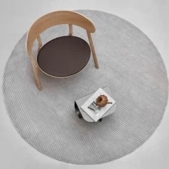 Row rug round Ø200 cm, Light grey