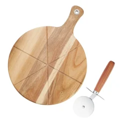 Sade pizza set: pizza cutter, cutting board Ø32 cm, Acacia