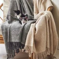 Sandstone wool throw 130x180 cm, grey