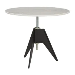Screw café table Ø90 cm, White marble-cast iron
