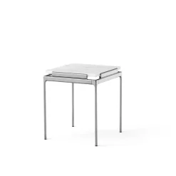 Sett LN11 side table, Bianco carrara-dark chrome
