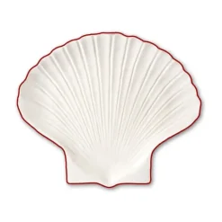 Shell Line side plate S 13x16 cm, White-red