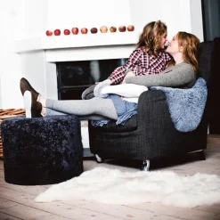 Shepherd sit pouf Frida, black-graphite
