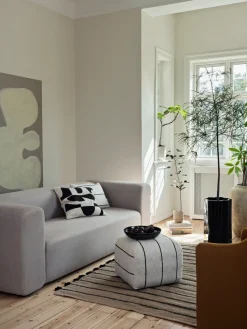 Sigrid pouf, Light beige-black, 50x50 cm