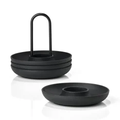 Singles egg cup 4-pack with holder, Black