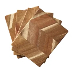 Skärbräda fish bone pattern 12x15 cm 4-pack, Acacia tree