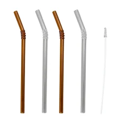 Smile straws 4-pack, Clear-brown