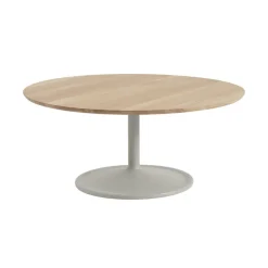 Soft coffee table Ø95 cm, Solid oak-grey