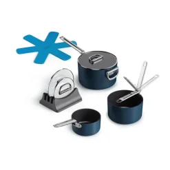 Space non-stick saucepan 8 pieces, Blue