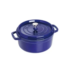 Staub round casserole dish. Three layers of enamel 3.8 l, Dark blue