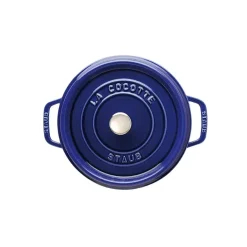Staub round casserole dish. Three layers of enamel 3.8 l, Dark blue