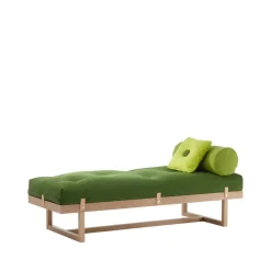 Stay day bed, Fabric green. frame in white oiled oak