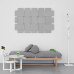 Stay day bed, Fabric grey. body in oiled oak