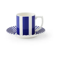 Steccato espresso cup 8 cl and saucer Ø11 cm, Blue-white