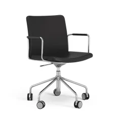 Stella office chair can be raised/lowered with tilt, Leather elmosoft 99999 black, chrome stand, flexible back