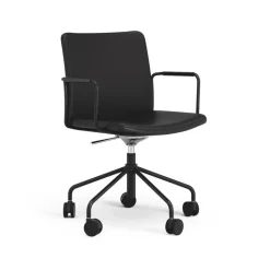 Stella office chair can be raised/lowered with tilt, Leather elmosoft 99999 black, black stand, flexible back