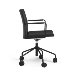 Stella office chair can be raised/lowered with tilt, Leather elmosoft 99999 black, black stand, flexible back