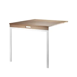 String folding table, Walnut-white metal legs