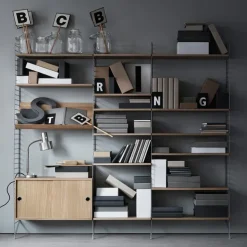 String magazine shelf wood, Grey, 58x30 cm
