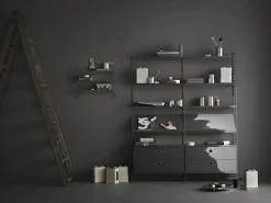 String wall panels, Dark grey, 75x20 cm, 2-pack