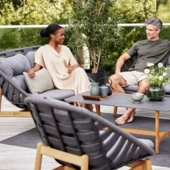 Strington lounge armchair, Cane-Line Airtouch dark grey-teak