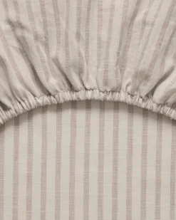 Stripe Mauve fitted sheet, 140x200x30 cm