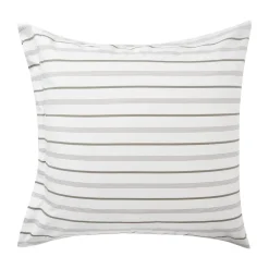 Striped Cotton Poplin pillowcase 65x65 cm, White