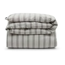 Striped lyocell and cotton duvet cover 220x220 cm, Gray/Off White