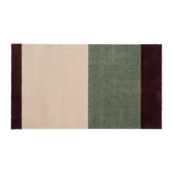 Stripes doormat horizontal, Green-ivory-bordeaux, 60x90 cm
