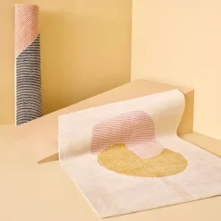 Stripes wool rug pink, 170x240 cm