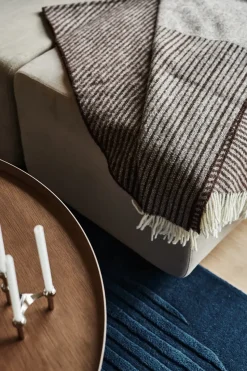 Stripes wool throw 130x185 cm, Brown