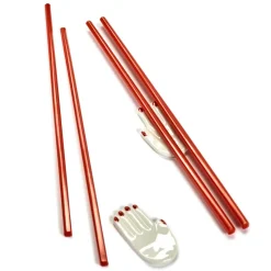 Table Nomade chop sticks with holder 6 pieces, red