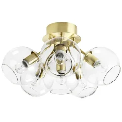Tage ceiling lamp, brass-clear glass