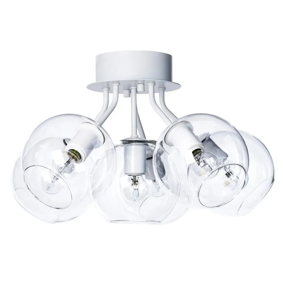 Tage ceiling lamp, white-clear glass