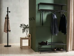 Tamburin hat rack 100 cm, Black oiled oak-black