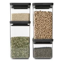 TASTY+ square storage jar set, Dark grey