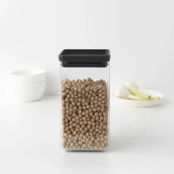 TASTY+ square storage jar 1.6 L, Dark grey