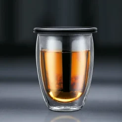 Tea For One glass with tea strainer, black