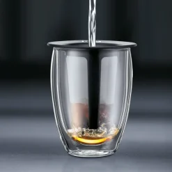 Tea For One glass with tea strainer, black