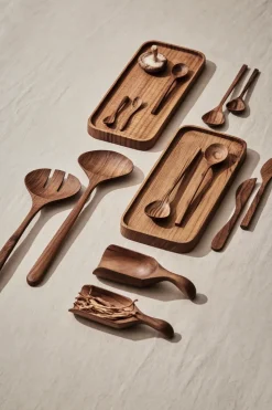 Teak salad servers 2 pieces, Brown