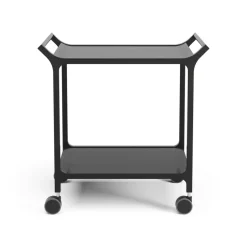 Teatime serving trolley, Ash black glazed