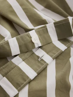 Tell Me More striped duvet cover cotton, Olive, 150x200 cm