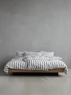 Tell Me More striped pillowcase cotton, Taupe, 50x90 cm