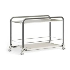 Tension trolley, Chrome-beige-beige leather rug