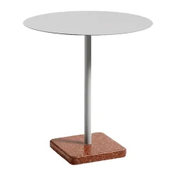 Terrazzo dining table Ø70 cm, Red terrazzo-sky grey